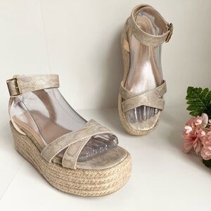 Lulu's Cobi Beige Snake Espadrille Platform Sandals